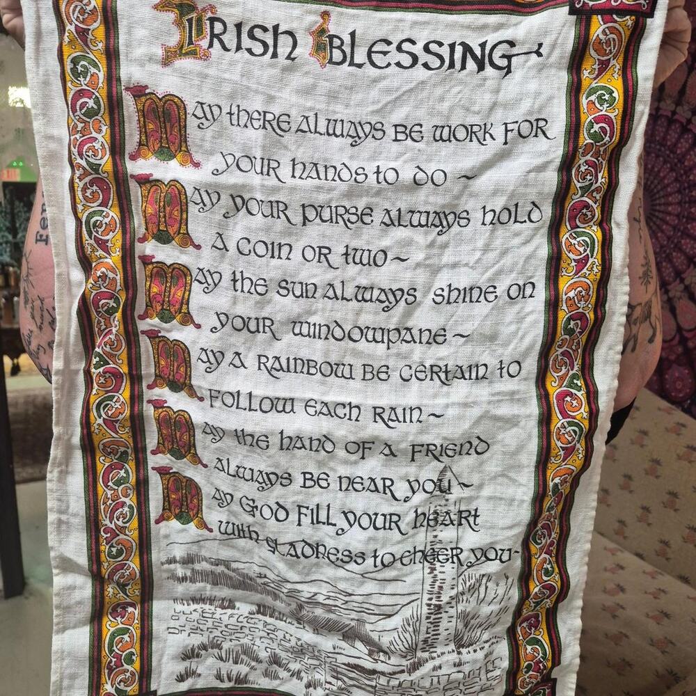 Irish blessing embroidered cotton tapestry